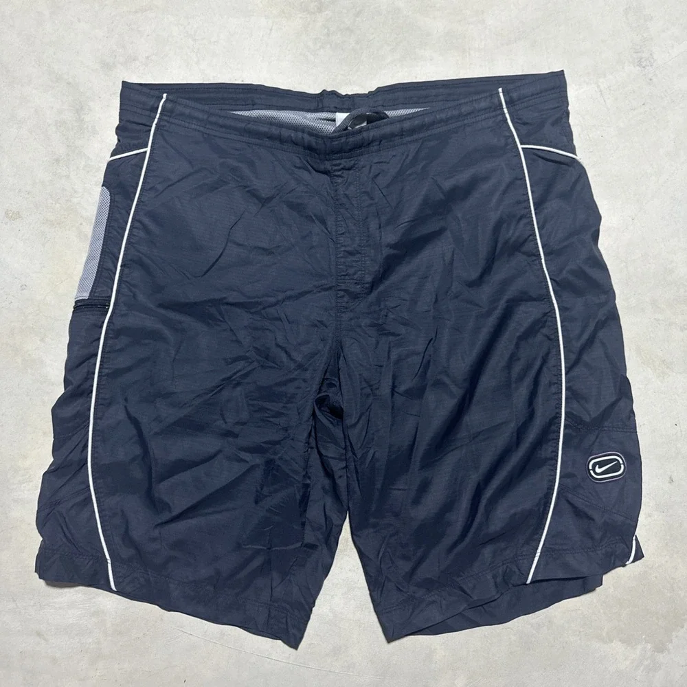 Vintage Y2k 2000s Nike Gray Tag Board Shorts Grey Blue Tech L Adult Swim Beach